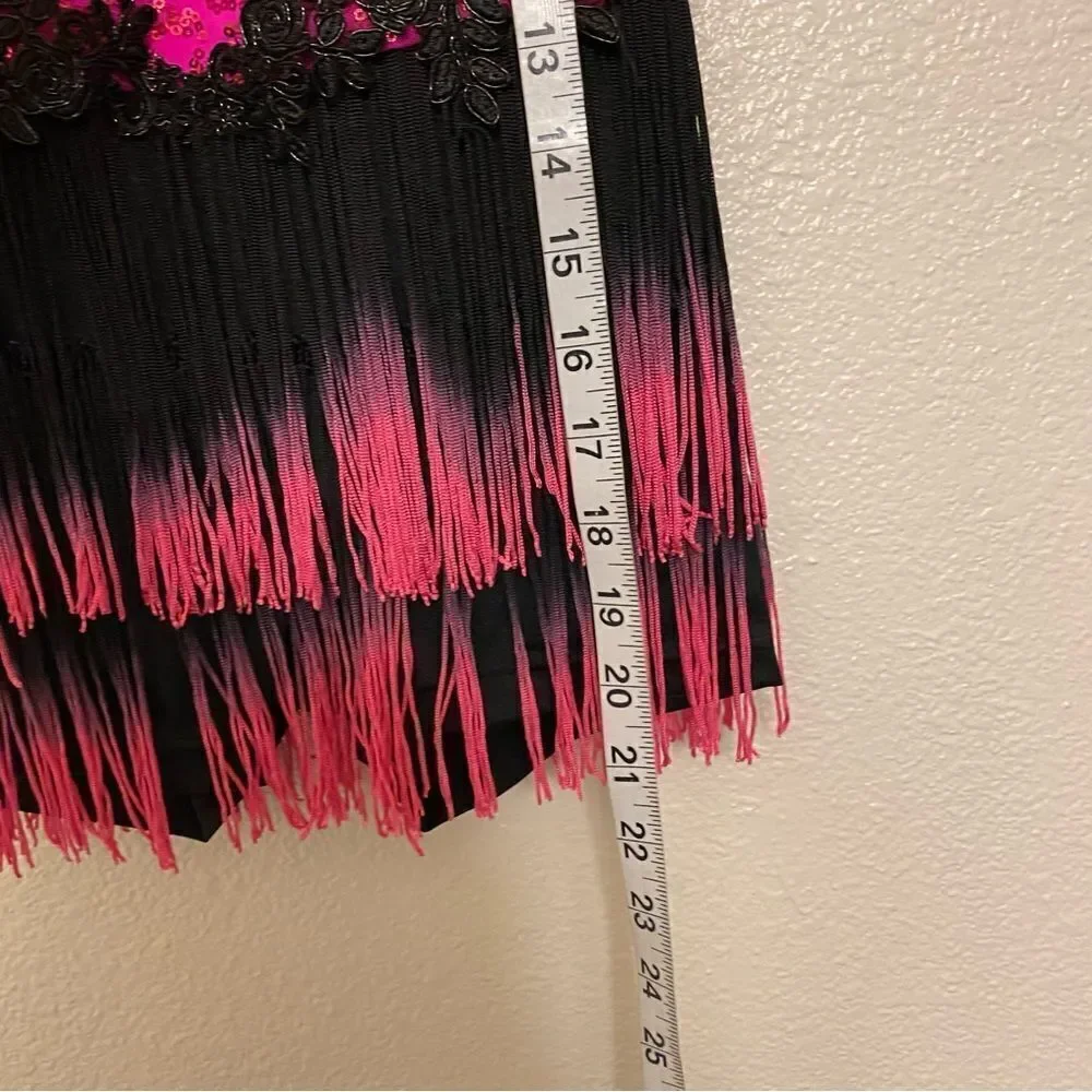 WEISSMAN Dance Costume hot pink sassy fringe The Dirty Dog Shuffle 12777 IC 7/8